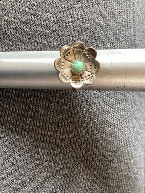 Ring Native American Flower sterling Silver Turquoise sz. 5 1/2